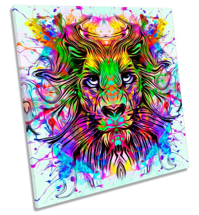 Lion Face Urban Explosion Picture - Wrapped Canvas Art Prints 17 Stories Size: 40.6cm H x 40.6cm W x 2cm D on Productcaster.