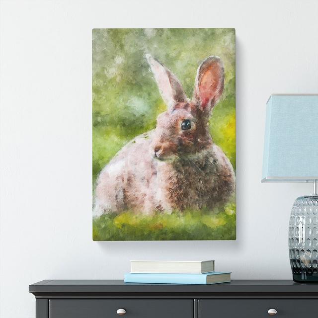 Rabbit in a Green Field - Wrapped Canvas Graphic Art Print East Urban Home Size: 60cm H x 40cm W x 3cm D on Productcaster.