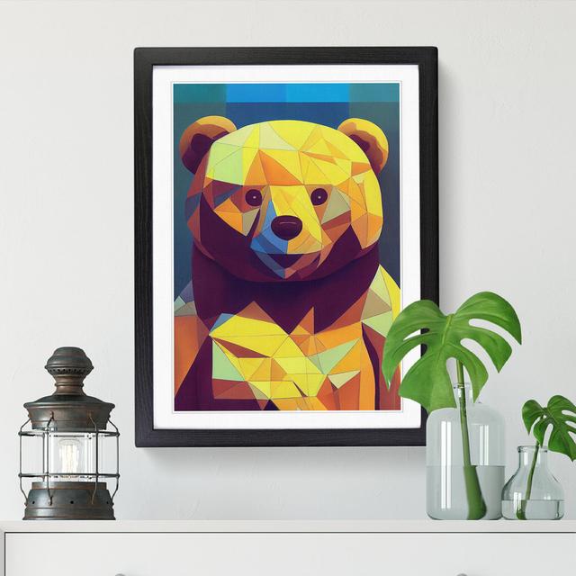 Teddy Bear Geometric - Single Picture Frame Print Harriet Bee Size: 34cm H x 25cm W x 2cm D, Frame Option: Oak on Productcaster.