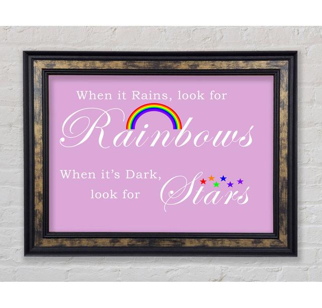 When It Rains Look For Rainbows 2 - Single Picture Frame Art Prints Bright Star Size: 100.1cm H x 141.4cm W x 8cm D, Colour: Pink on Productcaster.