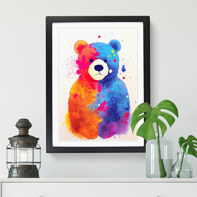 FRM-V0523-2486X Teddy Bear Paint Splatter Style - Single Picture Frame Graphic Art Harriet Bee Frame Option: Black, Size: 34cm H x 25cm W x 2cm D on Productcaster.