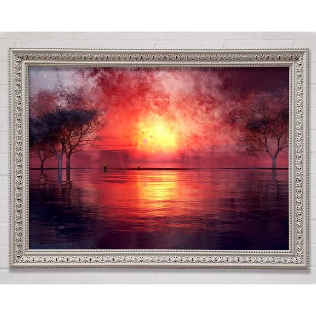 Fire Ocean Sunset - Single Picture Frame Art Prints Bright Star Size: 21cm H x 29.7cm W x 3cm D on Productcaster.