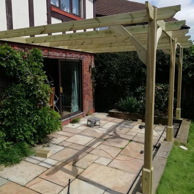 Bausch Solid Wood Pergola Dakota Fields Colour: Light Green, Size: 26 ft x 8 ft on Productcaster.