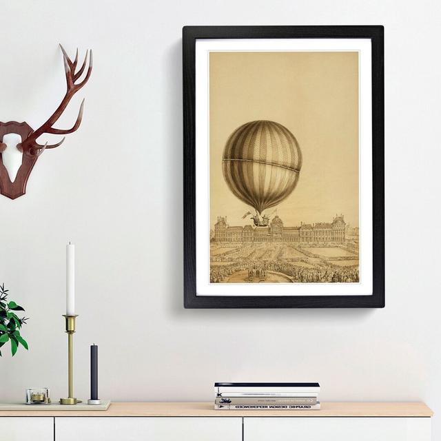 Hot Air Balloon Above Versailles Palace - Picture Frame Painting Print East Urban Home Size: 36cm H x 27cm W x 2cm D, Frame Option: Black Framed on Productcaster.