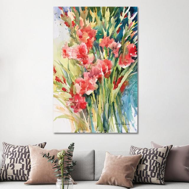 Gladiola Bunch by Annelein Beukenkamp - Wrapped Canvas Painting Rosalind Wheeler Size: 152.4cm H x 101.6cm W x 3.81cm D on Productcaster.