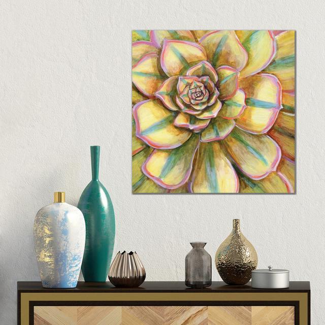 Yellow Striped Succulent by Linnea Tobias - No Frame Gallery-Wrapped Canvas Giclée on Canvas Lark Manor Size: 45.72cm H x 45.72cm W on Productcaster.