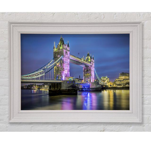 Tower Bridge Pink Glow - Print Brayden Studio Format: Galway White Framed Paper, Size: 59.7cm H x 84.1cm W x 8cm D on Productcaster.