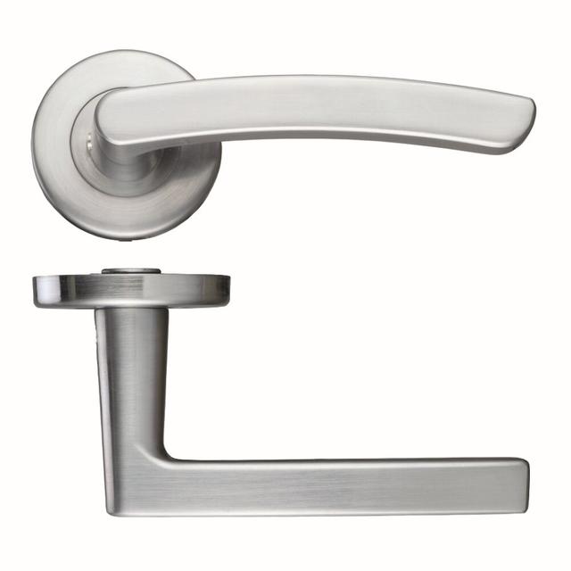 Santiago Latch Door Handle (Set of 2) Stanza Finish: Satin Chrome on Productcaster.