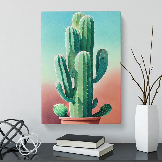 CAN-V0523-2687X Watercolour Cacti Cactus - Wrapped Canvas Print Natur Pur Size: 50cm H x 35cm W x 3cm D on Productcaster.