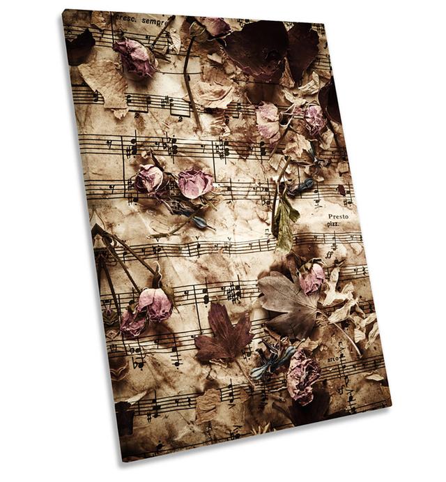 Dry Rose Petals Vintage Floral - Wrapped Canvas Print Rosdorf Park Size: 91.4cm H x 61cm W x 4cm D on Productcaster.