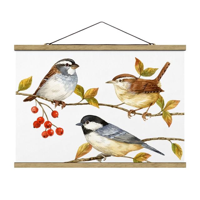 Birds and Berries - Tits - Unframed Graphic Art Rosalind Wheeler Size: 66.5cm H x 100cm W x 0.3cm D on Productcaster.