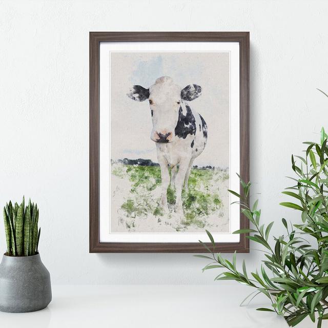 Black and White Cow - Picture Frame Graphic Art East Urban Home Frame Option: Walnut, Size: 65cm H x 48cm W x 2cm D on Productcaster.