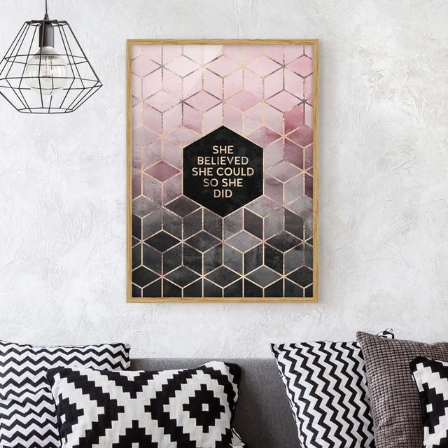 She Believed She Could Rose Gold - Picture Frame Graphic Art Canora Grey Frame Option: Brown Framed, Size: 70cm H x 50cm W x 2cm D on Productcaster.