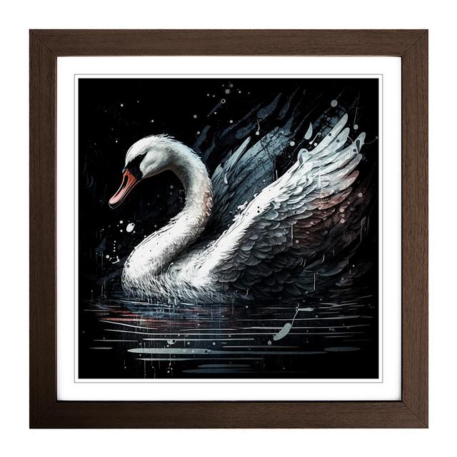 Swan Grunge Art - Print Marlow Home Co. Format: Walnut on Productcaster.