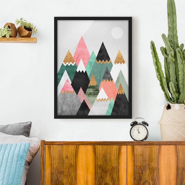 Triangular Mountains with Gold Spikes - Picture Frame Graphic Art Canora Grey Size: 70cm H x 50cm W x 2cm D, Frame Option: Black on Productcaster.