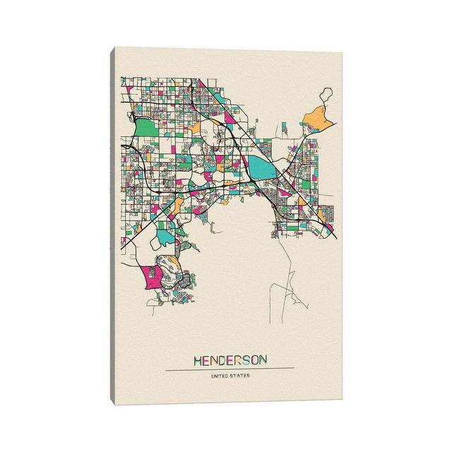 Henderson, Nevada Map by Ayse Deniz Akerman - Wrapped Canvas Painting Williston Forge Size: 66.04cm H x 45.72cm W x 1.9cm D on Productcaster.