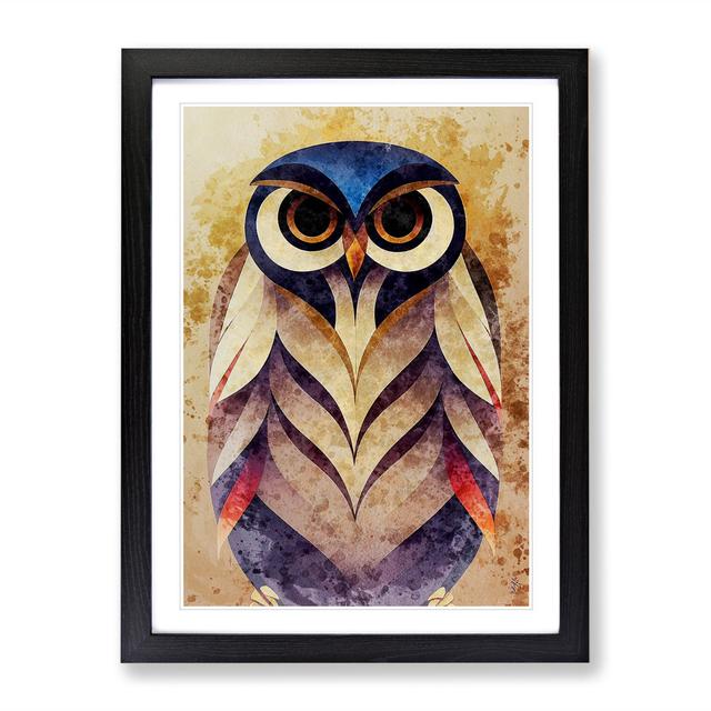 An Iconic Owl - Picture Frame Painting Alpen Home Frame Colour: Black, Size: 34cm H x 25cm W x 2cm D on Productcaster.