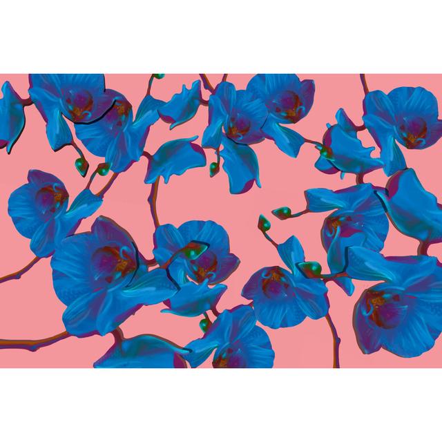 Seamless Pattern with Blue Orchids - Wrapped Canvas Art Prints Marlow Home Co. Size: 20cm H x 30cm W on Productcaster.