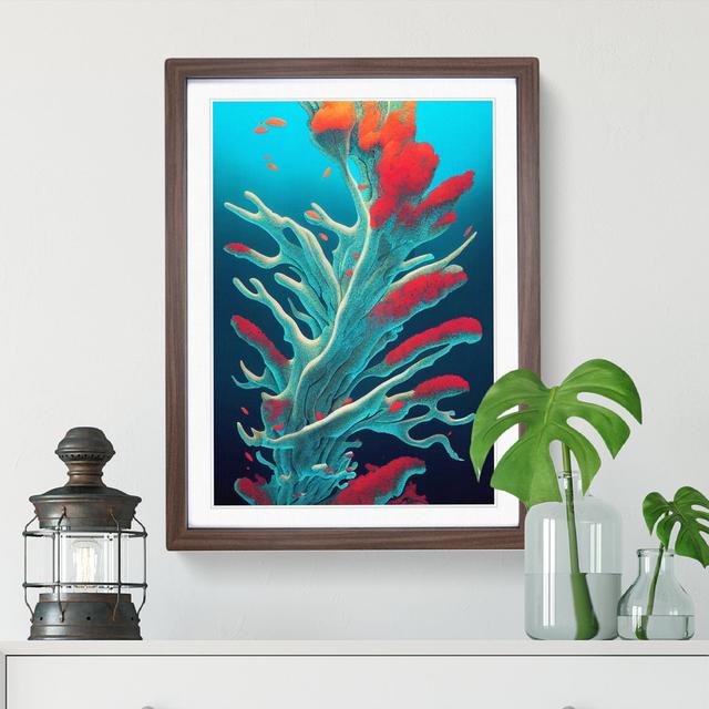 Dazzling Coral Reef - Picture Frame Graphic Art House of Hampton Size: 64cm H x 46cm W x 2cm D, Frame Colour: Walnut on Productcaster.