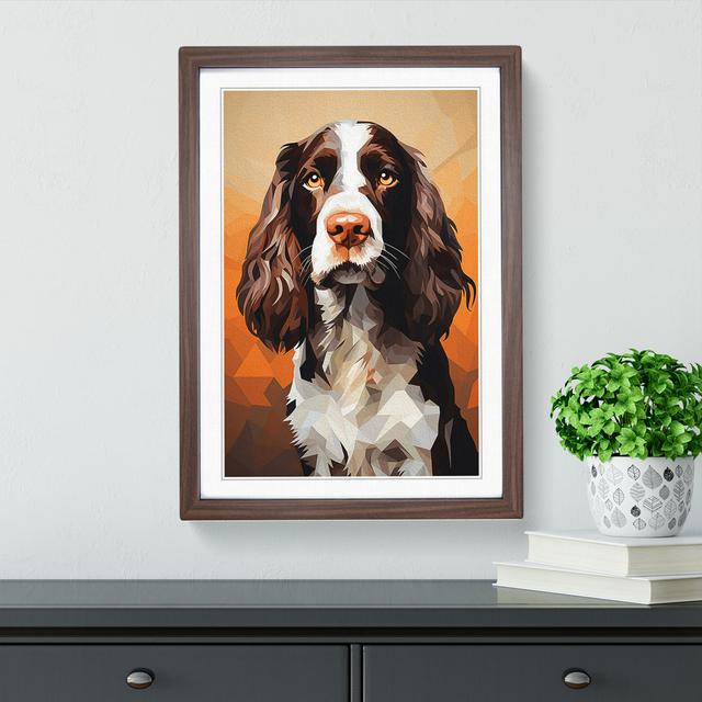 English Springer Spaniel Geometric No.3 - Single Picture Frame Print on Wood Marlow Home Co. Size: 34cm H x 25cm W, Format: Walnut Framed on Productcaster.