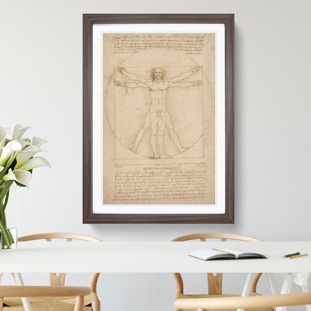 Vitruvian Man Vol.2 by Leonardo Da Vinci - Picture Frame Painting East Urban Home Size: 36cm H x 27cm W x 2cm D, Frame Option: Walnut on Productcaster.