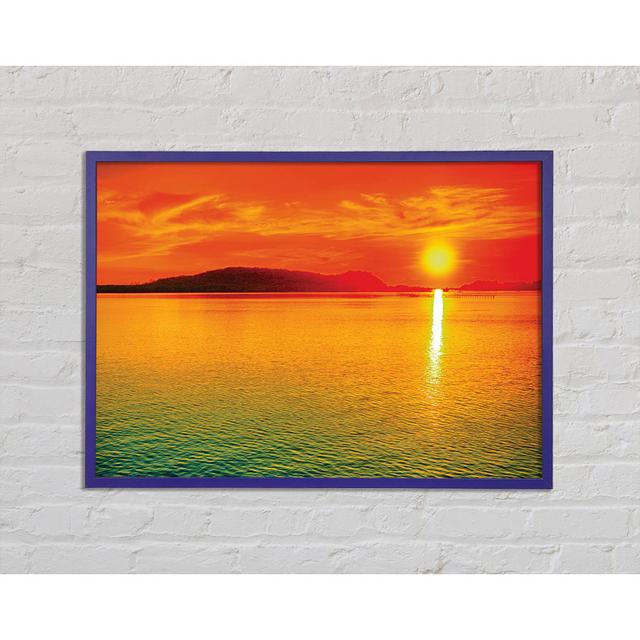 Sun Beam Ocean Framed Print Wall Art House of Hampton Size: 84.1cm H x 59.7cm W 2cm D, Format: Purple Framed Paper on Productcaster.