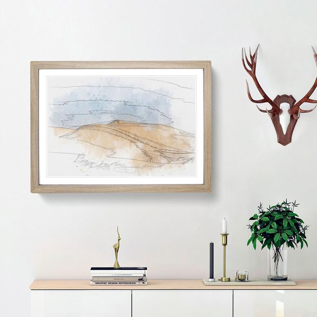 Sand Dunes in Southern California Sketch - Picture Frame Graphic Art Print East Urban Home Frame Option: Oak Framed, Size: 36cm H x 48cm W x 2cm D on Productcaster.