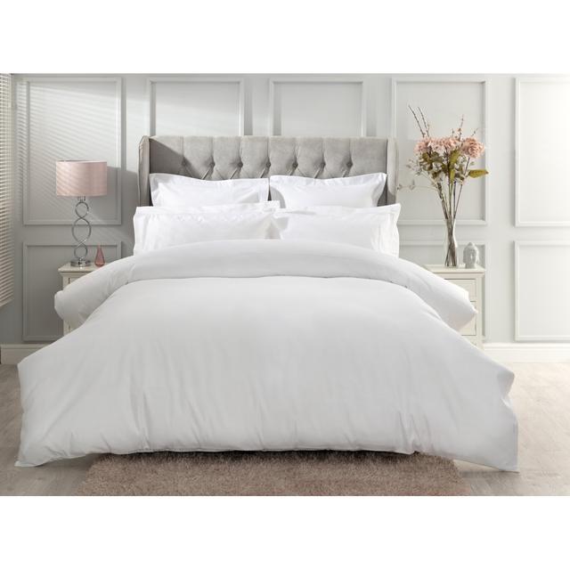 Satin Solid Colour Duvet Cover Belledorm Size: Double Duvet Cover, Colour: White on Productcaster.