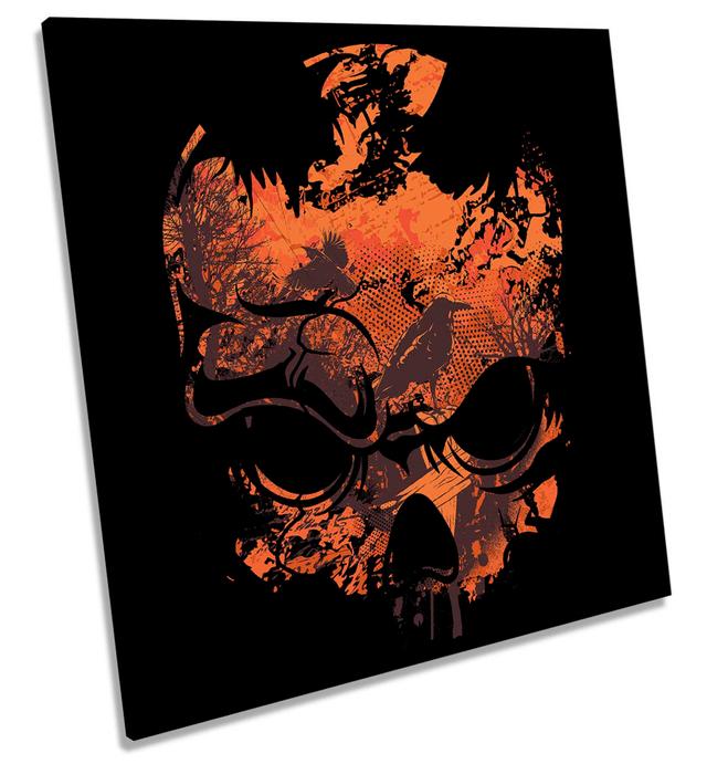 Skull Sunset Wildlife Picture CANVAS WALL ART Square Print Happy Larry Size: 40.6cm H x 40.6cm W on Productcaster.