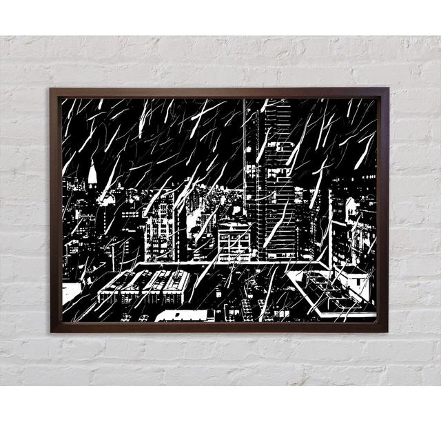 City Illustration B N W - Single Picture Frame Art Prints on Canvas Ebern Designs Size: 59.7cm H x 84.1cm W x 3.3cm D on Productcaster.