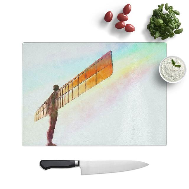 Tempered Glass Rainbow on the Angel of the North Chopping Board East Urban Home Size: 28.5 cm x 39 cm on Productcaster.