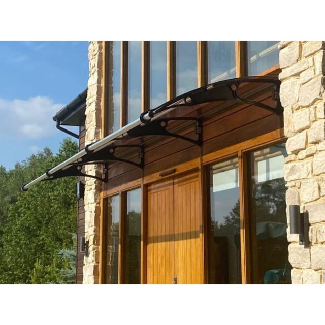 Meridianville 4m Width x 1m Depth Door Canopy Black-Bracket Bronze-Sheet Dakota Fields on Productcaster.