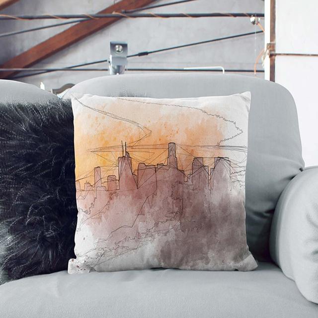 Downtown Los Angeles at Sunset in Abstract Cushion with Filling East Urban Home Size: 55cm H x 55cm W x 20cm D on Productcaster.