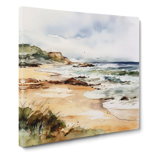 Beach Watercolour No.4 No Frame Art Prints House of Hampton Size: 50cm H x 50cm W x 3cm D on Productcaster.