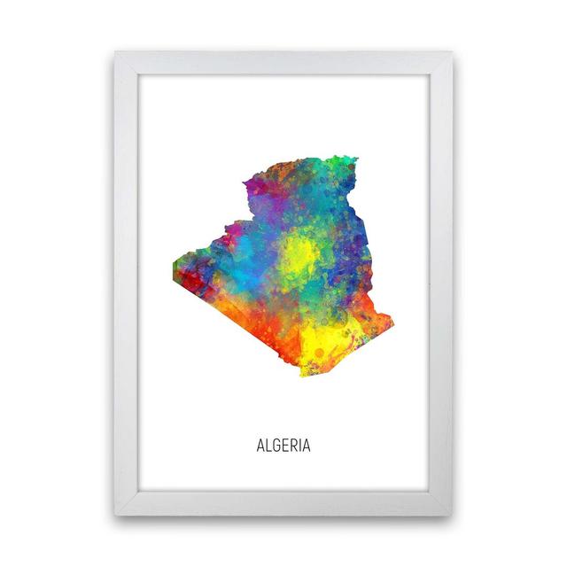 Algeria Watercolour Map by Michael Tompsett - Graphic Art Latitude Run Format: White Framed, Size: 46cm H x 34cm W x 3cm D on Productcaster.