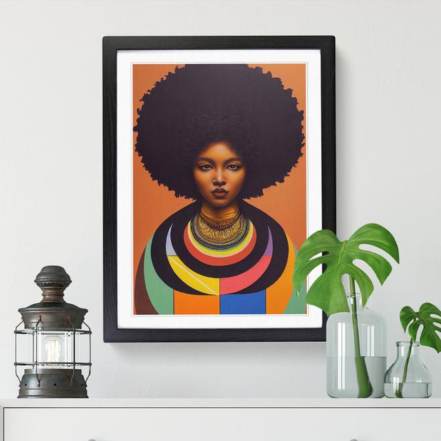 FRM-V0523-2937X Woman With Afro Mandala - Single Picture Frame Print Marlow Home Co. Size: 34cm H x 25cm W x 2cm D, Frame Option: Black on Productcaster.