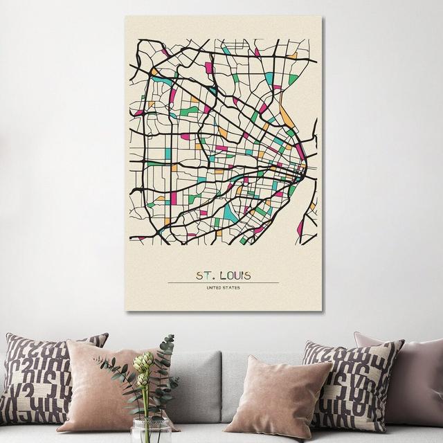 St. Louis, Missouri Map by Ayse Deniz Akerman - Wrapped Canvas Gallery-Wrapped Canvas Giclée Williston Forge Size: 152.4cm H x 101.6cm W x 3.81cm D on Productcaster.