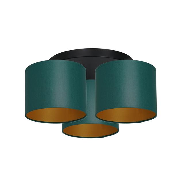 Ajoloko 3 -Light 45Cm Semi Flush Mount Metro Lane Fixture Finish: Black, Shade Colour: Green/Gold on Productcaster.