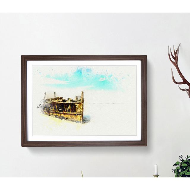 Maheno Shipwreck Australia in Abstract - Picture Frame Graphic Art Print East Urban Home Size: 60cm H x 91cm W x 2cm D, Frame Option: Walnut on Productcaster.