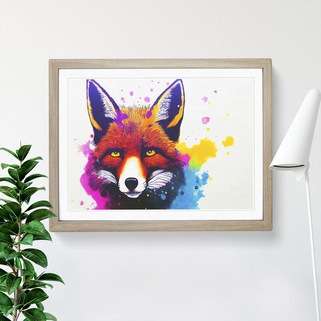 Fox Splash - Picture Frame Graphic Art Alpen Home Size: 46cm H x 64cm W x 2cm D, Frame Colour: Oak on Productcaster.