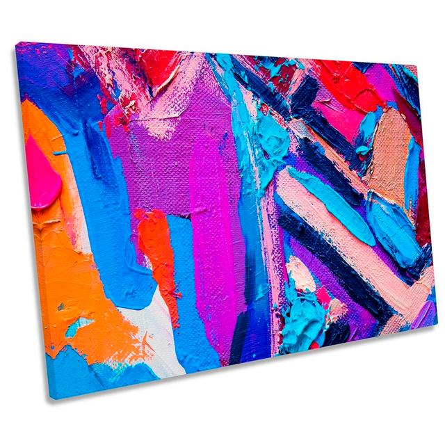 Purple Blue Abstract Strokes CANVAS WALL ARTWORK Print Art Ivy Bronx Size: 91.4cm H x 137.2cm W x 4cm D on Productcaster.