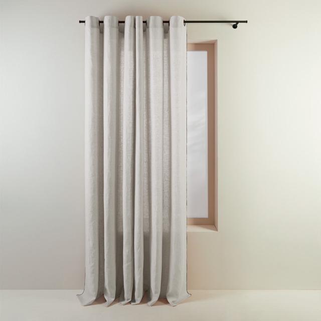 Eyelet Semi Sheer Curtain Madura Panel Size: 350 x 280cm, Colour: Light Beige on Productcaster.