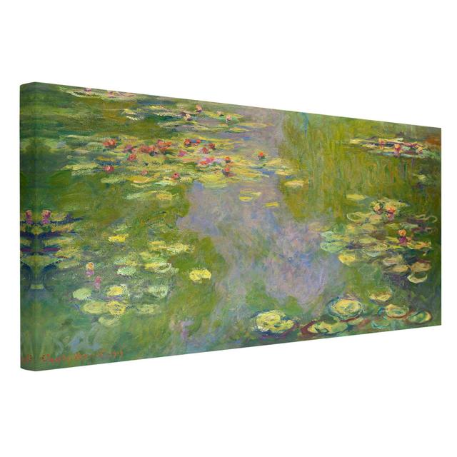 Green Water Lilies by Claude Monet - Wrapped Canvas Painting Print Rosalind Wheeler Size: 50cm H x 100cm W, Format: Recycled Canvas on Productcaster.