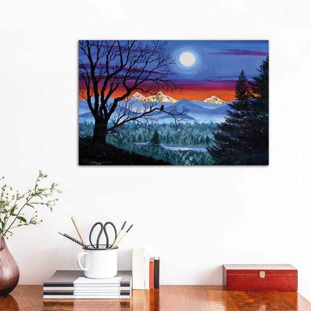 Three Sisters Overlooking a Moonlit River by Laura Iverson - Wrapped Canvas Painting Print Alpen Home Size: 45.72cm H x 66.04cm W x 3.81cm D on Productcaster.