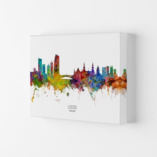 Leeds England Skyline by Michael Tompsett - Graphic Art Print Ebern Designs Size: 59.4cm H x 84cm W x 4cm D, Format: Wrapped Canvas on Productcaster.