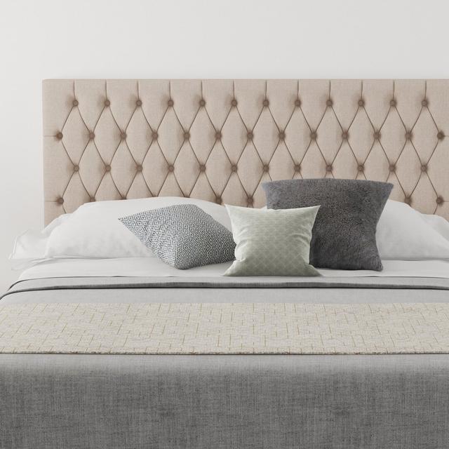 Upholstered Headboard Etta Avenue Upholstery: Tweed Natural, Size: Single (3') on Productcaster.