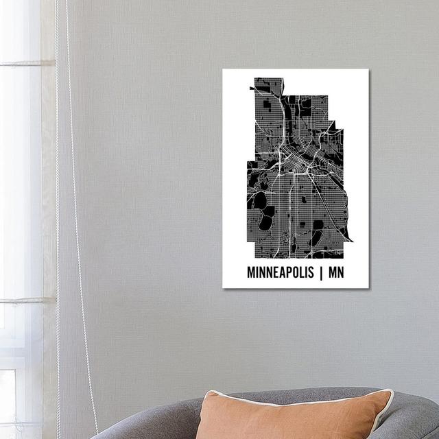 Minneapolis Map by Mr. City Printing - Wrapped Canvas Print Borough Wharf Size: 66.04cm H x 45.72cm W x 3.81cm D on Productcaster.