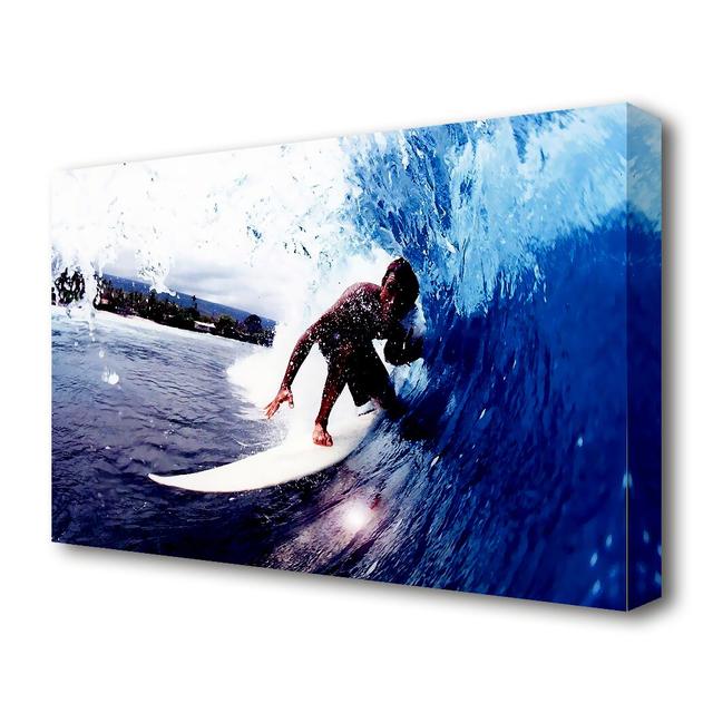 'Surfer Slicing The Wave Ocean' - Wrapped Canvas Photographic Print East Urban Home Size: 81.3 cm H x 121.9 cm W on Productcaster.