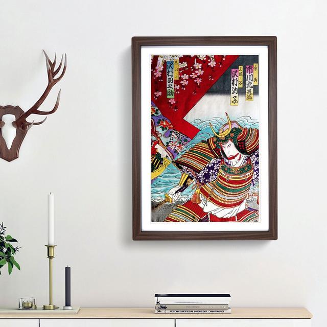 Warrior in Full Dress by Toyohara Kunichika - Picture Frame Painting Print East Urban Home Frame Option: Walnut Framed, Size: 36cm H x 27cm W x 2cm D on Productcaster.