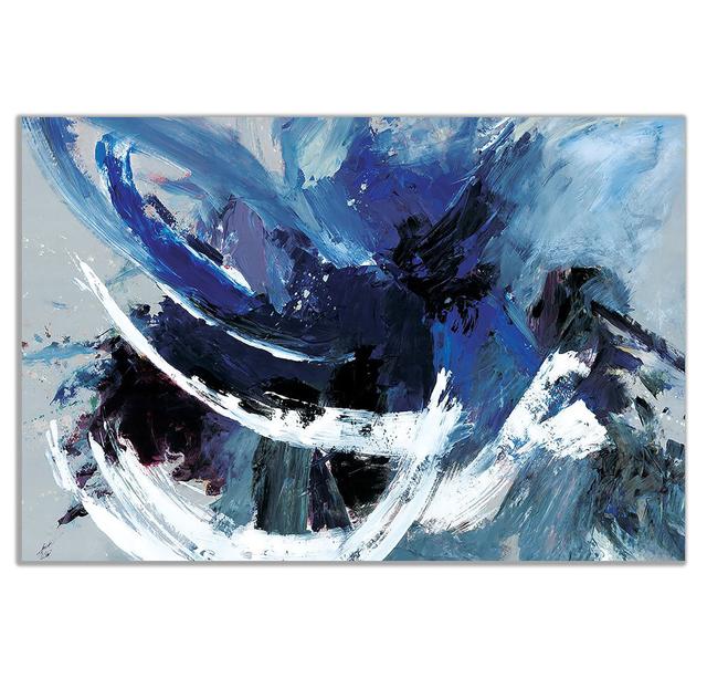 Blue White Abstract Canvas Wall Art Picture Print Panther Print Size: 31cm H x 20cm W on Productcaster.